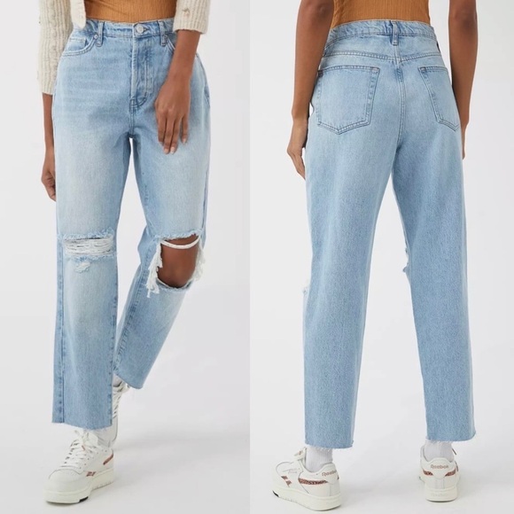 Urban Outfitters BDG High-Waisted Slim Straight Jean Ripped Light Wash Sz 27 - Picture 1 of 5